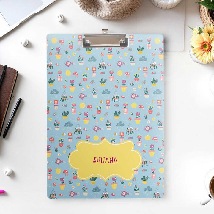 Personalized Enchanted Garden Theme Acrylic Clipboard