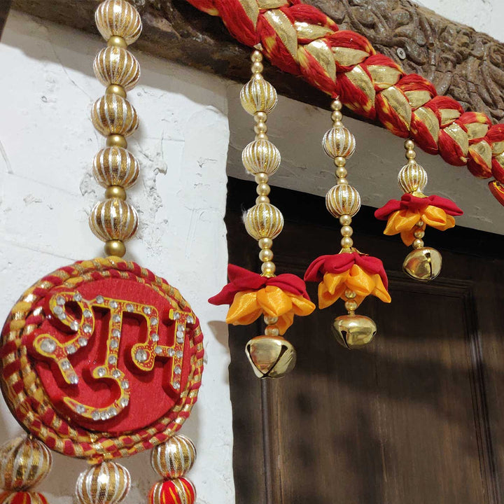 3 Pc | Handmade Moli Banderwal Diwali Toran with Shubh Deepawali Sign & Shubh Labh Hangings