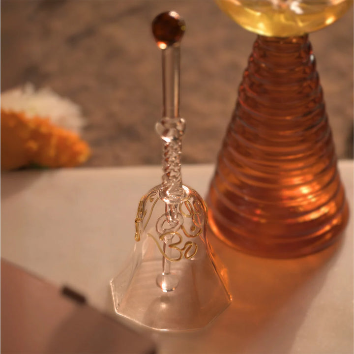 Handmade Amber Ringing Glass Bell | 5.9 inch