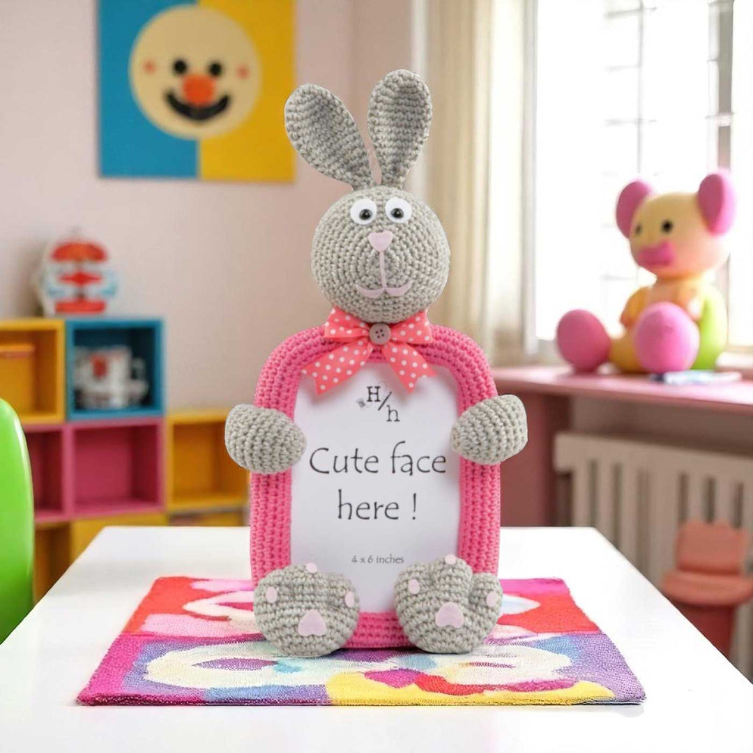 Handmade Crochet Bunny Photo Frame for Kids