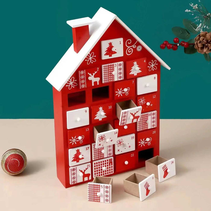 Handmade Wooden Crimson Cottage Advent Calendar