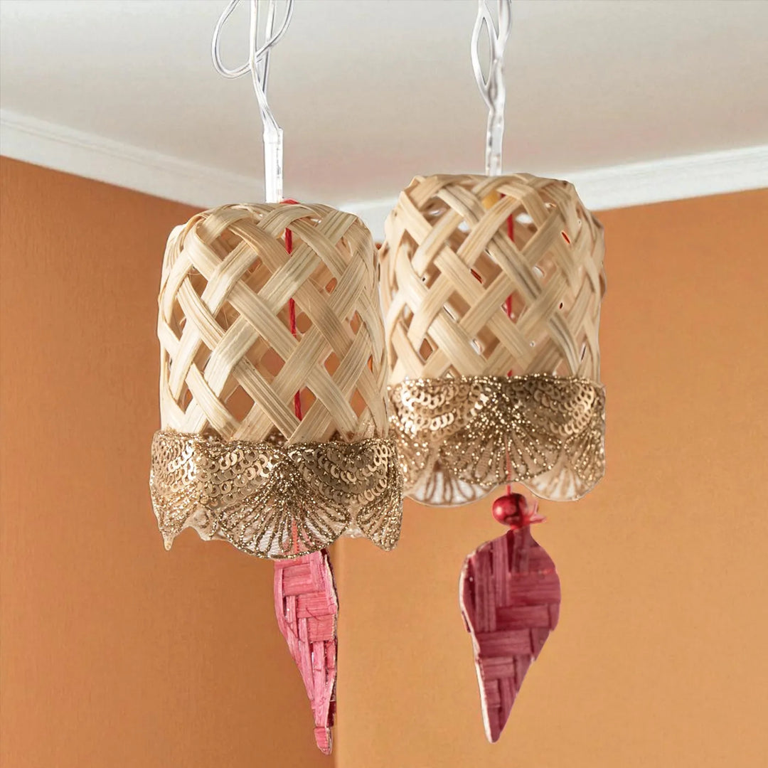 3m, 10 Bulbs | Bell Shaped Eco-Friendly Handmade Woven Bamboo LED Fairy Light