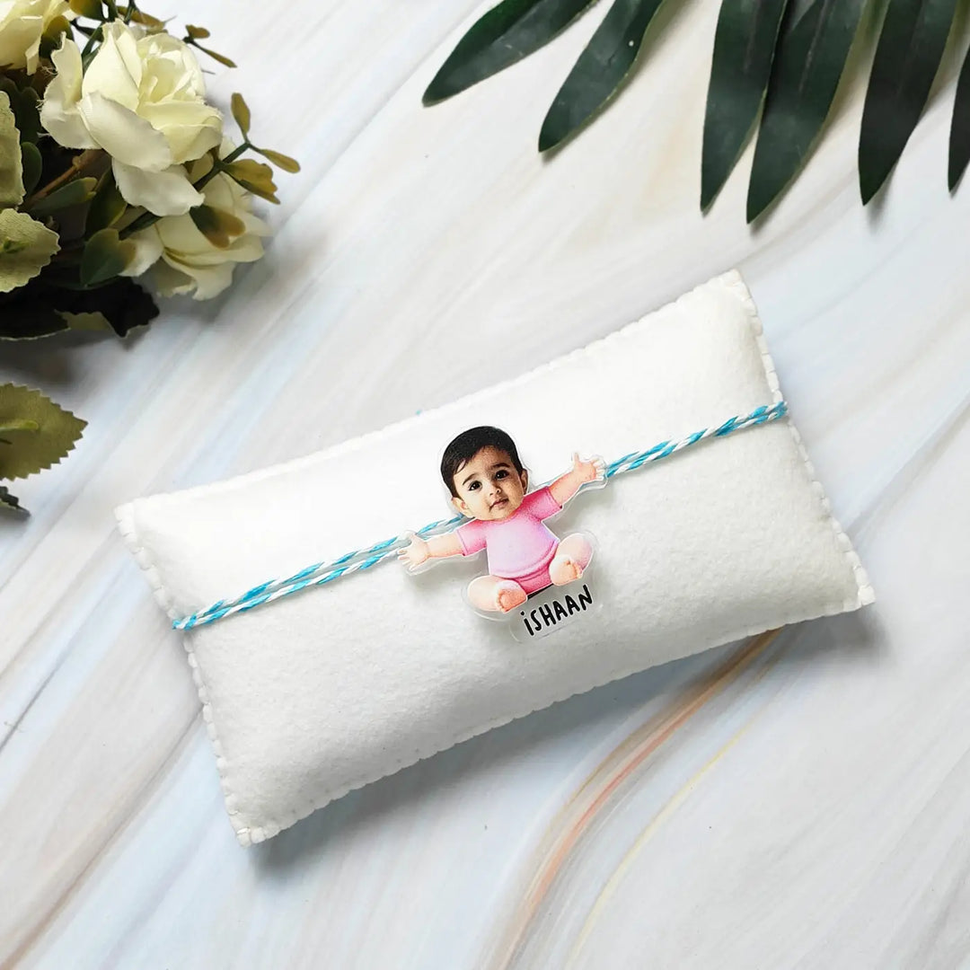 Photo Personalized Reusable Caricature 1St Rakhi For Baby Acrylic Rakhi