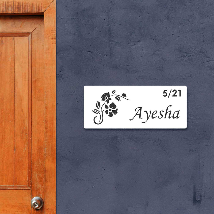 Personalized Laser Cut Floral Theme Steel Name Plate