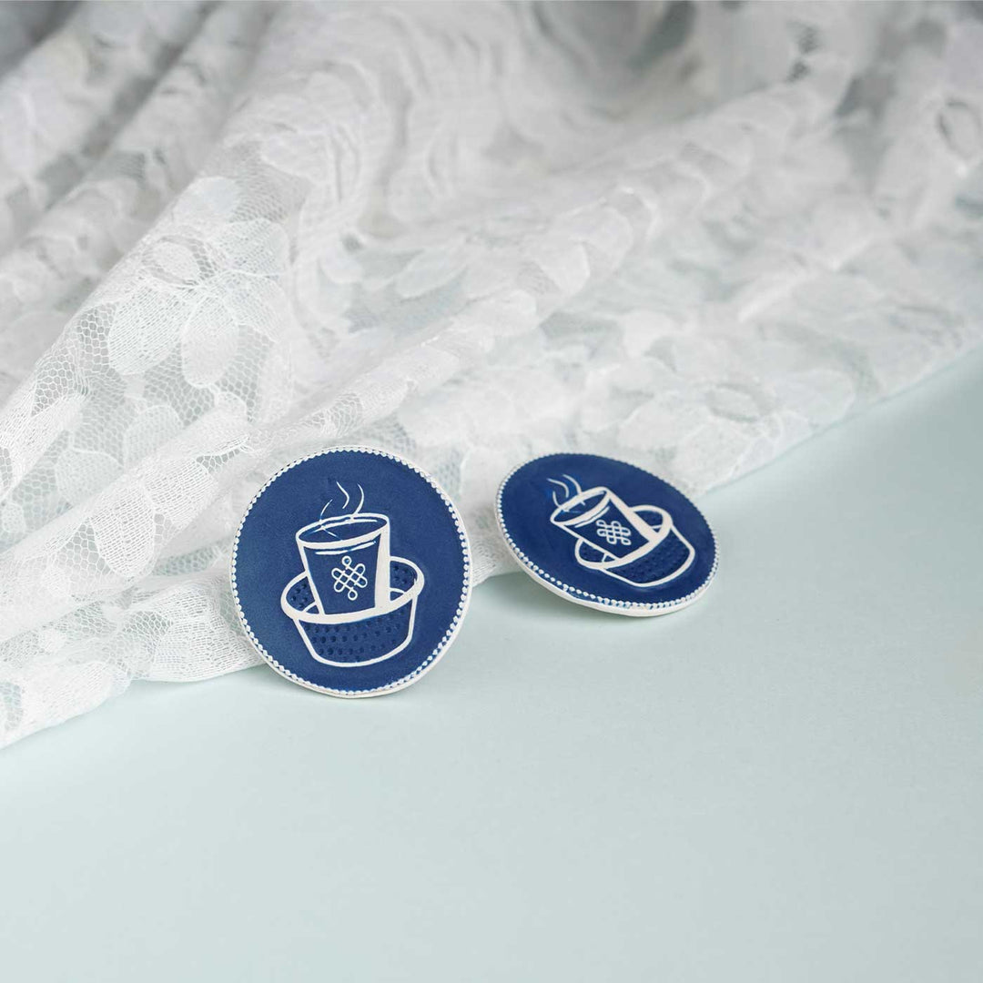 Handmade Polymer Clay Dabara Filter Coffee Design Earrings