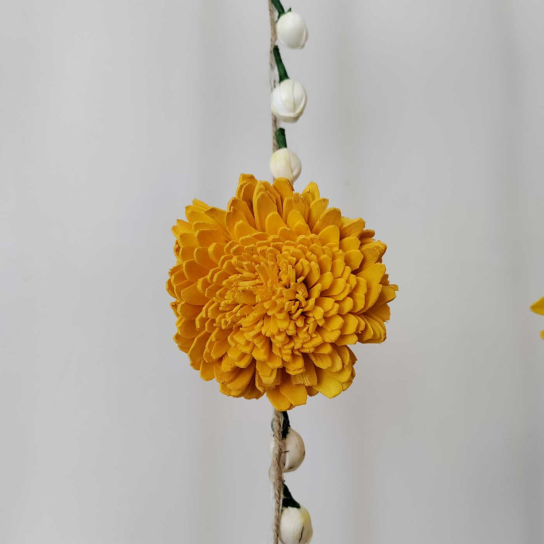 Handmade Yellow Zinnia & Jasmine Background Hanging