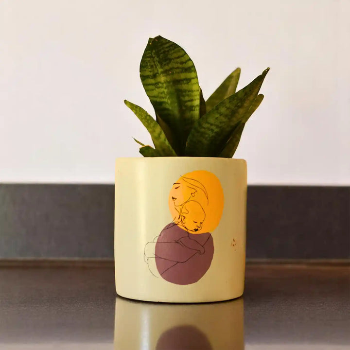 Customized Hand-Painted New Mother Terracotta Planter