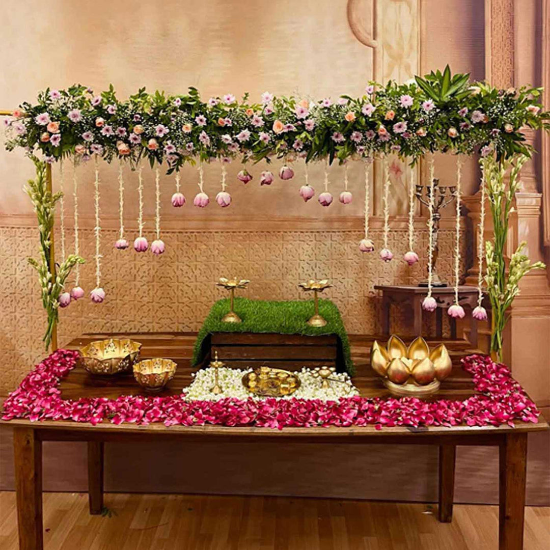 Foldable Gold Powder Coated Metal Table Decor Backdrop Stand With Storage Bag