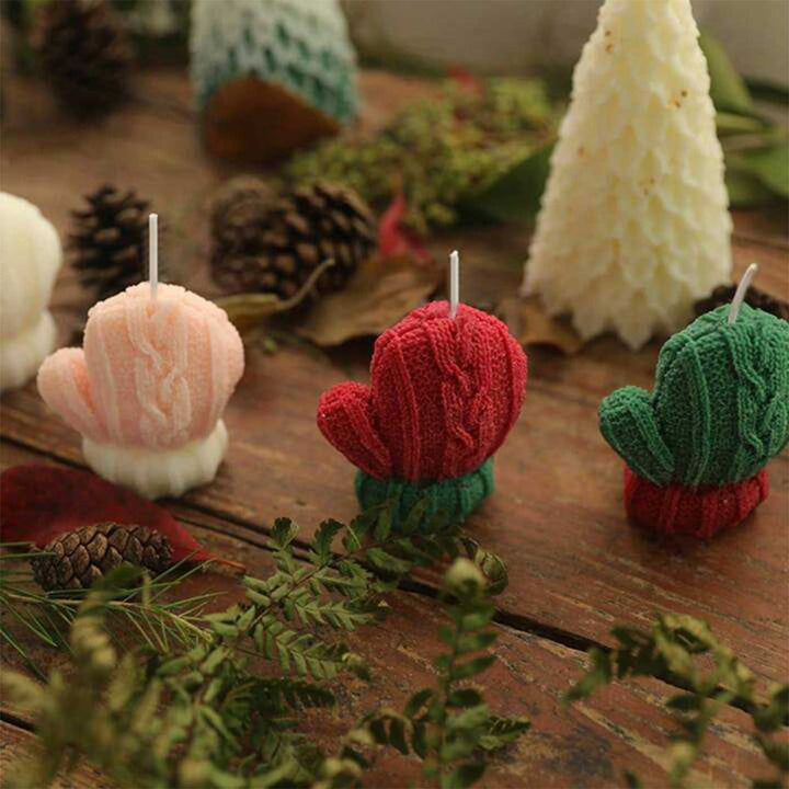 Handmade Mitten Soy Wax Candle For Christmas Decoration | Set Of 2