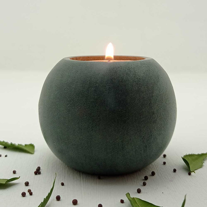 Handmade Grey Dara Round Candle Holder | Set of 2