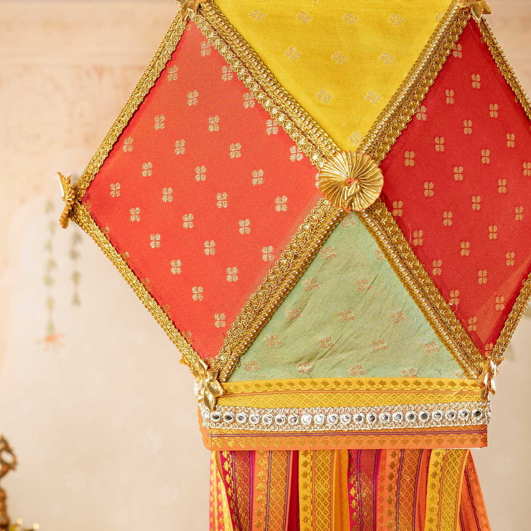Handmade Bahurangi Premium Silk Akash Kandil/ Lantern With Zari Work