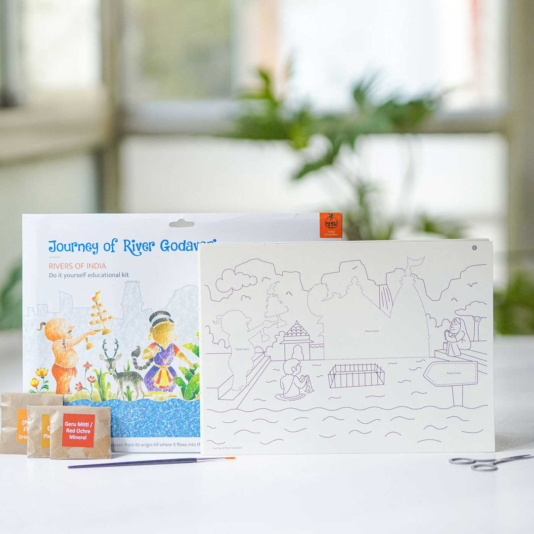 Godavari Rivers of India DIY Kit | 11 Coloring Templates, 1 Map Of India And Instruction Sheet