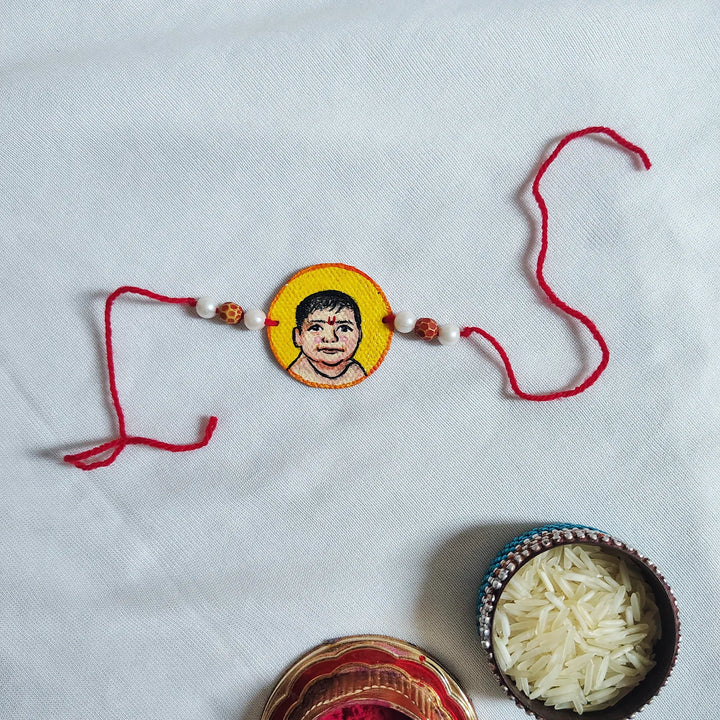 Photo Personalized Hand-Painted Round Caricature Rakhi