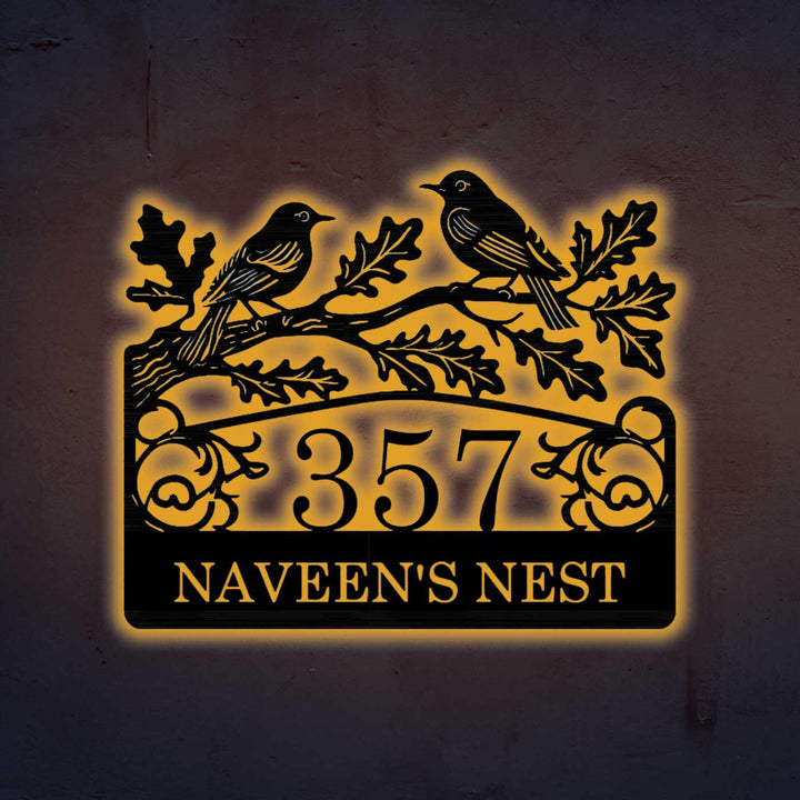 Personalized Laser Cut Birds Theme Steel Name Plate