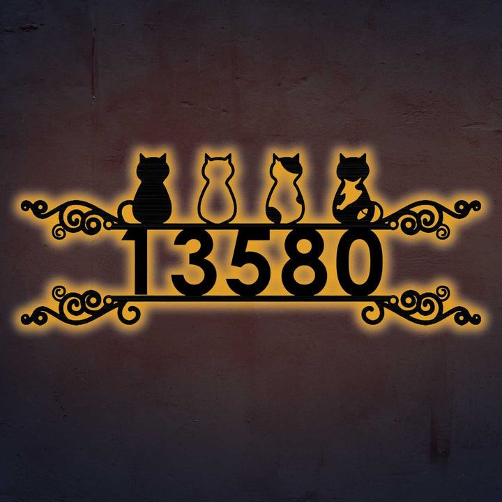 Personalized Laser Cut Cats Theme Steel Name Plate