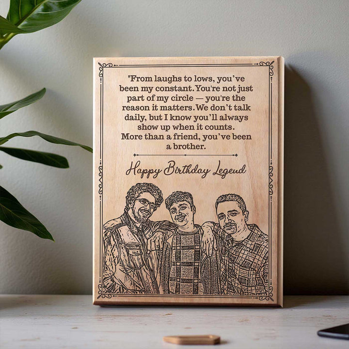 Photo Personalized Handmade Engraved Friend Birthday Theme Wooden Decorative Plaque