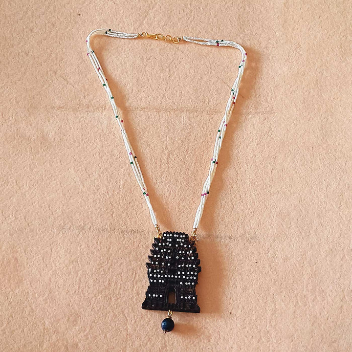 Handmade Gopuram Temple Wooden Necklace
