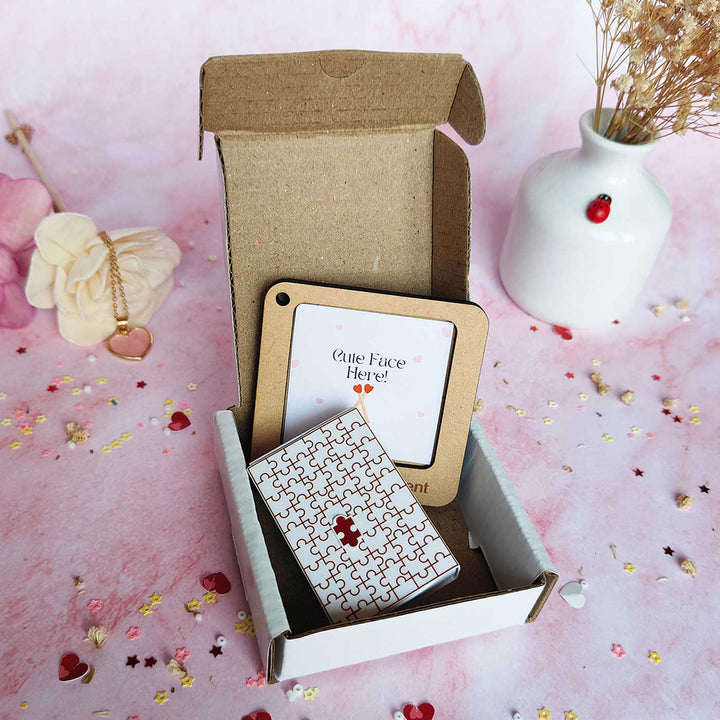 2 Pc | Photo Personalized Frame Magnet & Perfect Piece Mini Love Box Magnet | Valentine’s Gifting