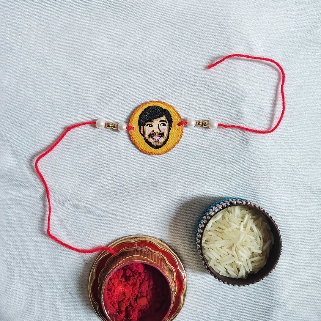 Photo Personalized Hand-Painted Round Caricature Rakhi