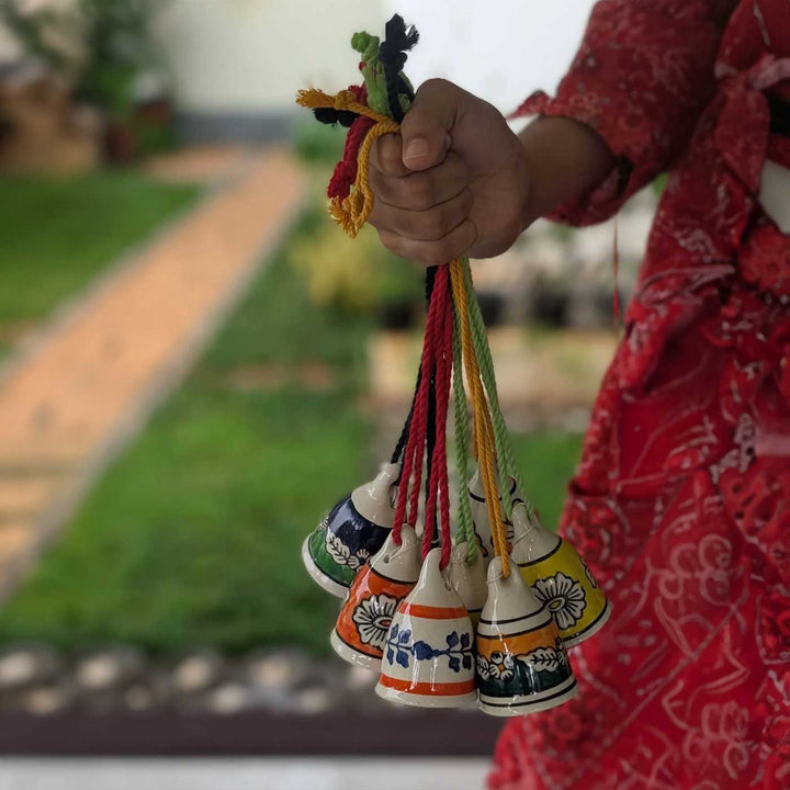 Set Of 4 | Handmade Blissful Design Ceramic Bell