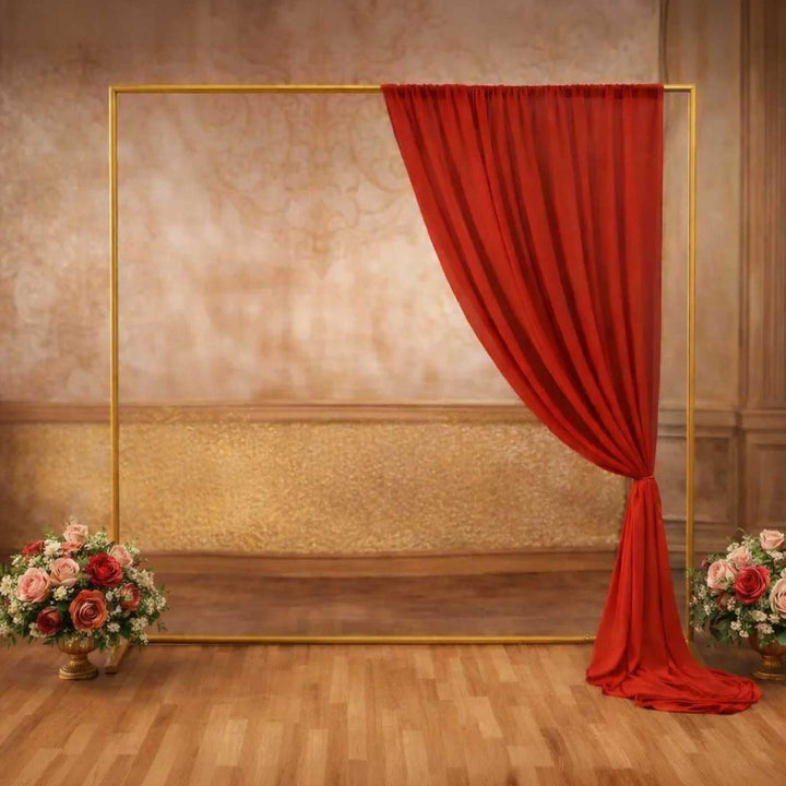 Reusable Red Butter Crepe Backdrop Drape, Ready-to-Hang For Mehndi, Haldi & Pooja Decor
