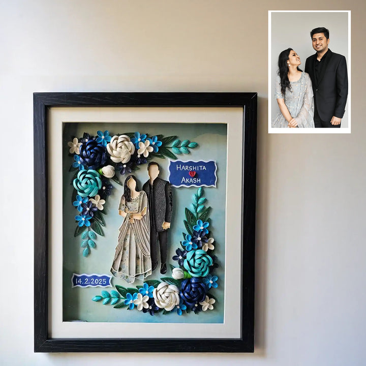 Photo Personalized Handmade Quilling Wedding Theme Paper Decorative Plaque