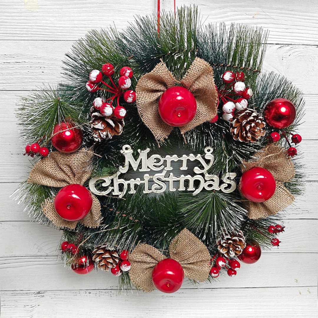 Handmade Rustic Cherry Apple Plastic Wreath