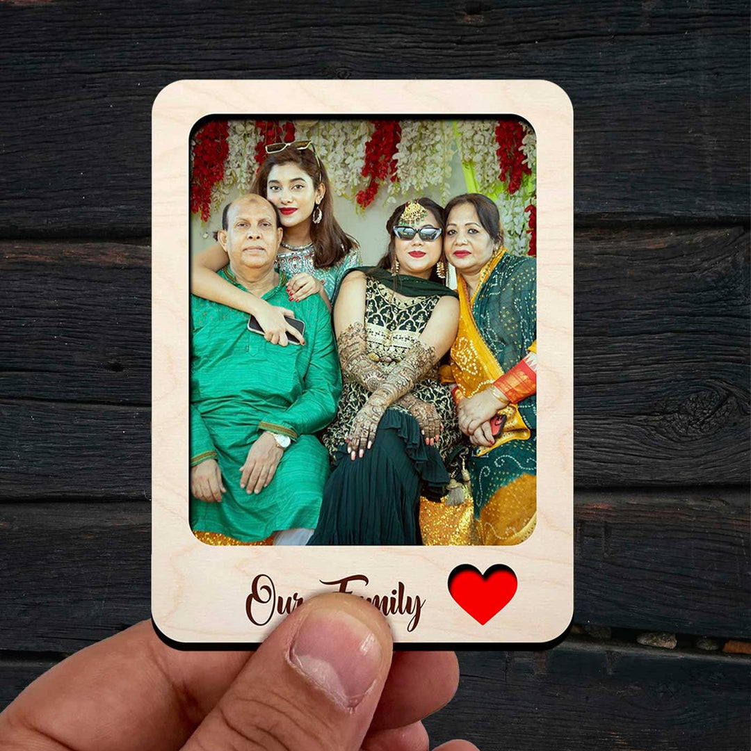Photo Personalized Printed "Our Family" Wooden Fridge Magnet
