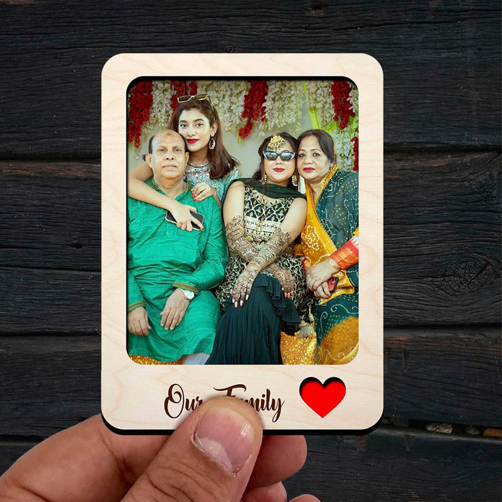 Photo Personalized Printed "Our Family" Wooden Fridge Magnet