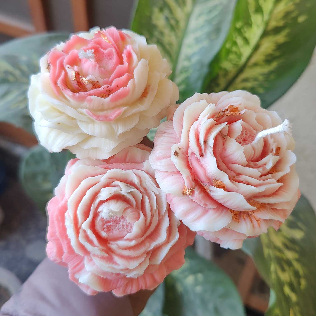 Handmade Peony Theme Soy Wax Candle