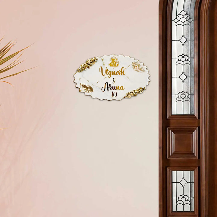 Personalized White Oval Resin Name Plate