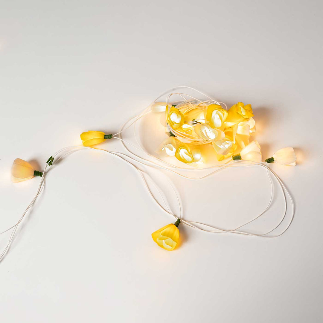 Handmade Poov String Light Yellow Color Sholapith Fairy Light