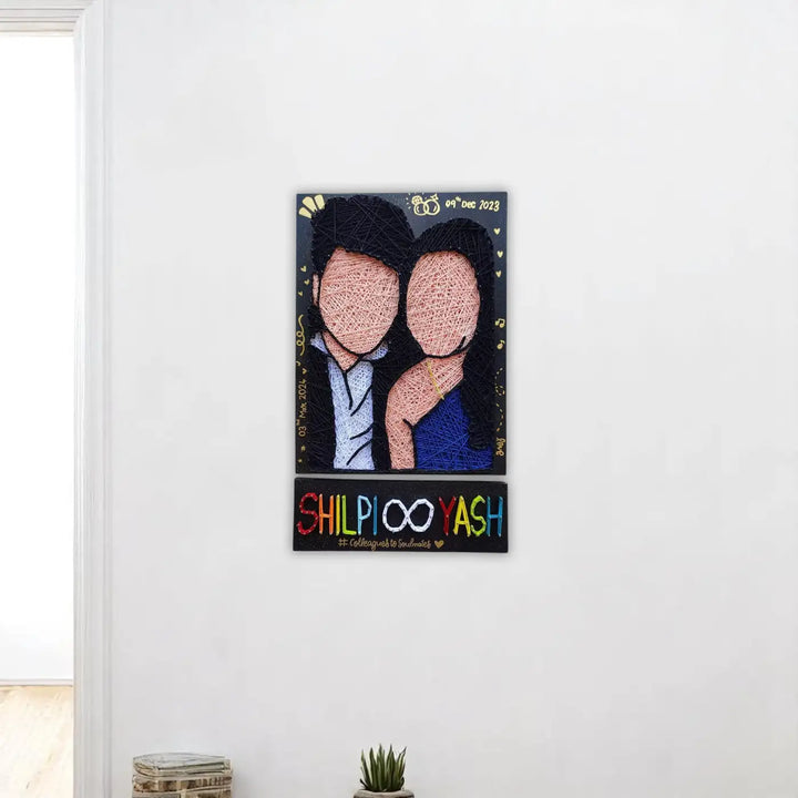 Photo Personalized Handmade String Art Engagement Theme MDF Wood Name Plate