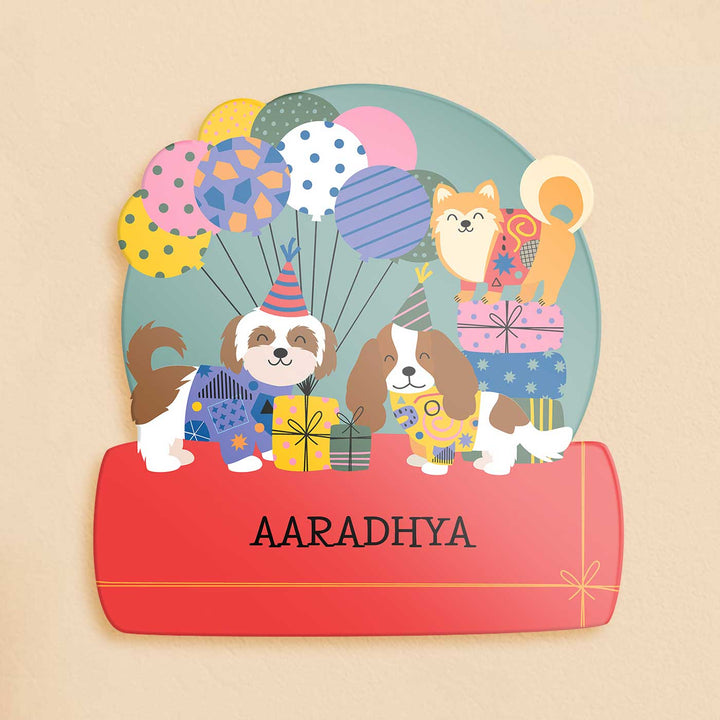 Personalized Paw Party Theme Acrylic Kids Name Plate
