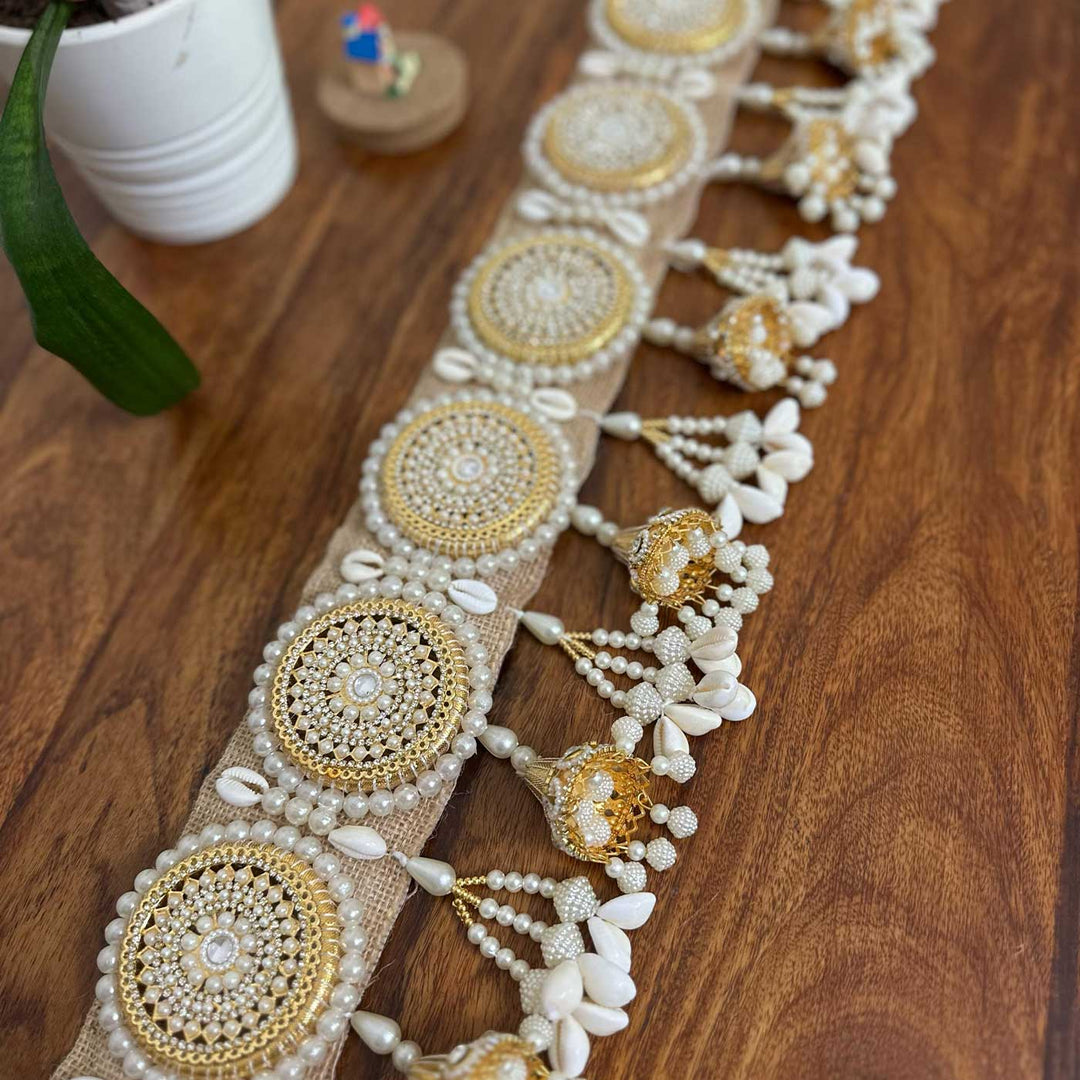 Handmade Beaded Pearl Design Jute Toran