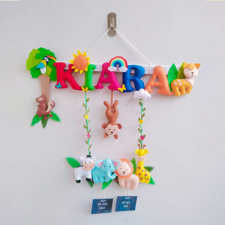 Personalized Jungle Theme Felt Kids Name Plate