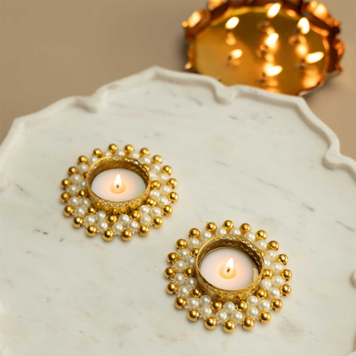 Handmade Divya Deepam Metal Tealight Holder | Set Of 2