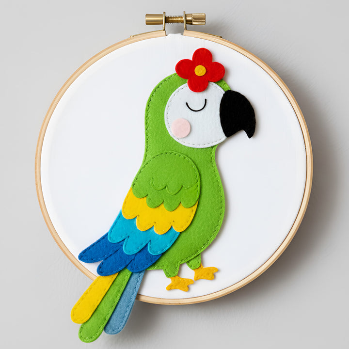 Handmade Parrot Theme Felt Wall Hoop