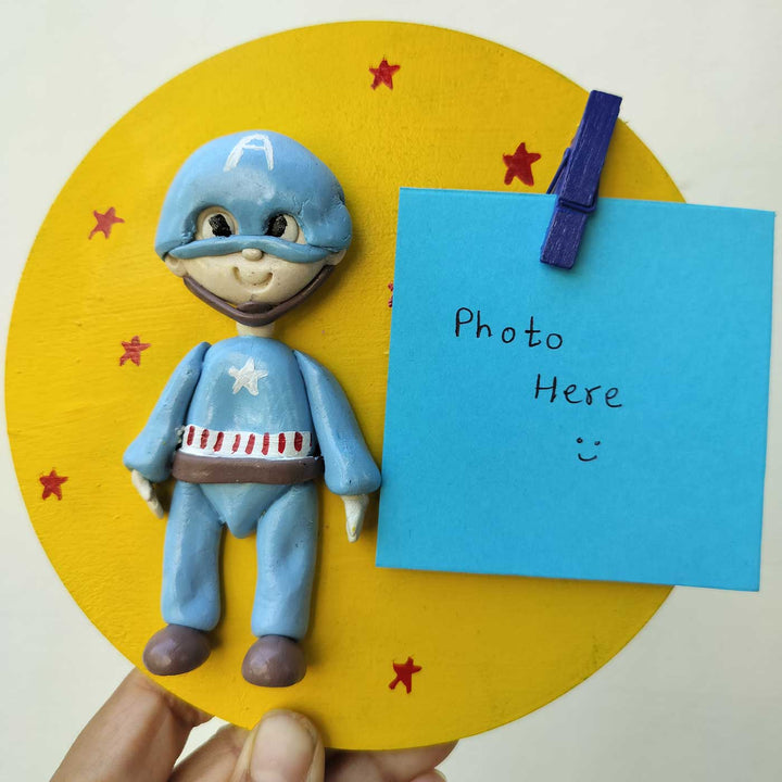 Photo Personalized Captain America Theme MDF & Cold Porcelain Clay Fridge Magnet