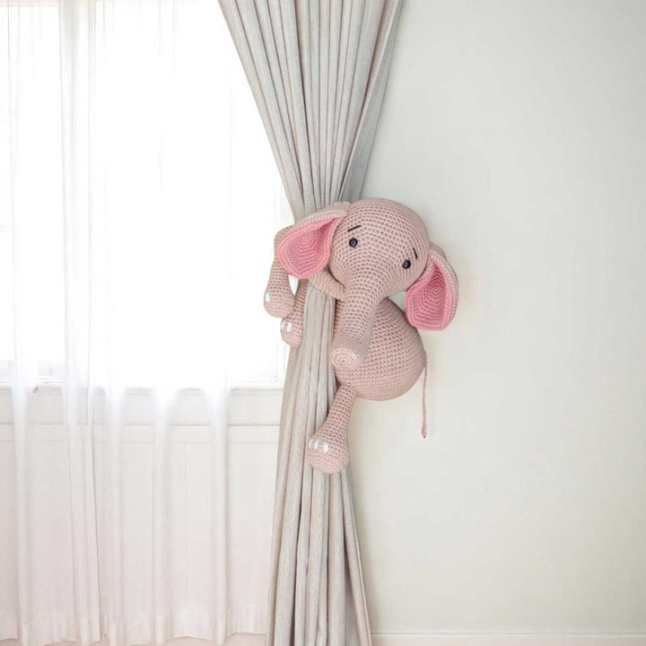 Handmade Crochet Elephant Curtain Tie for Newborns