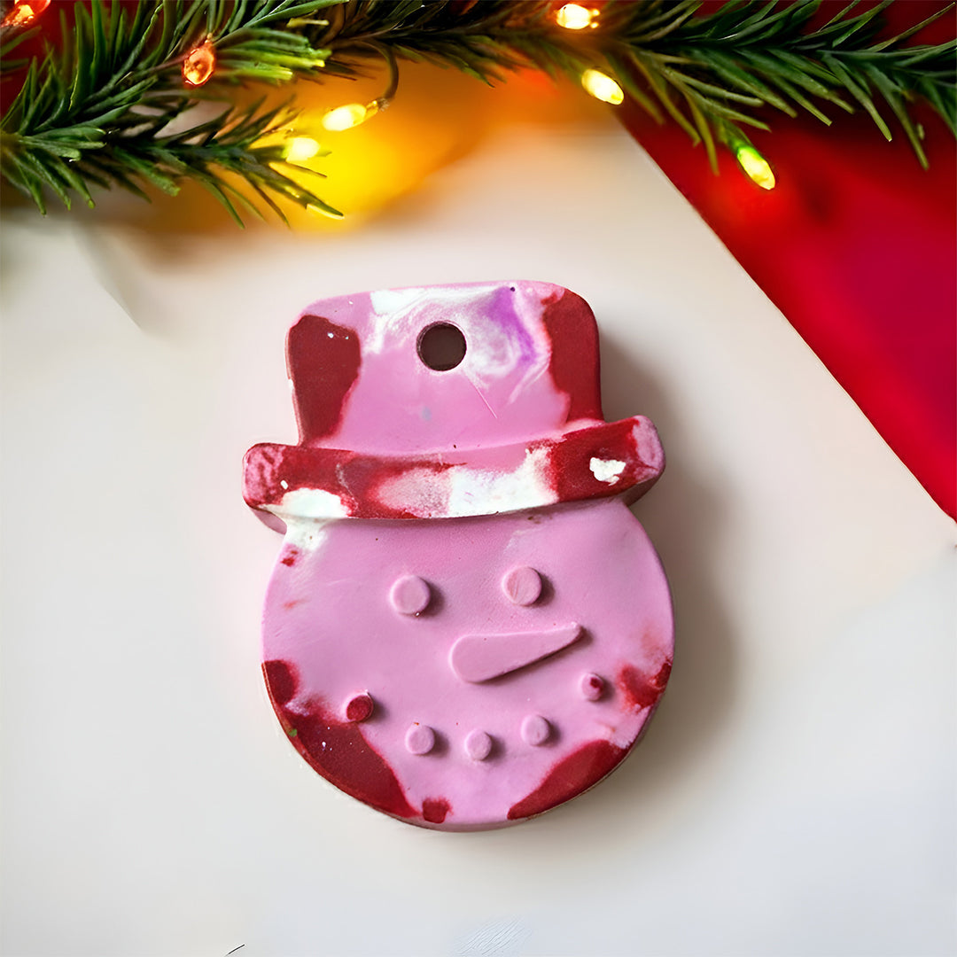 Handmade Snowman Wax Crayon Christmas Ornament