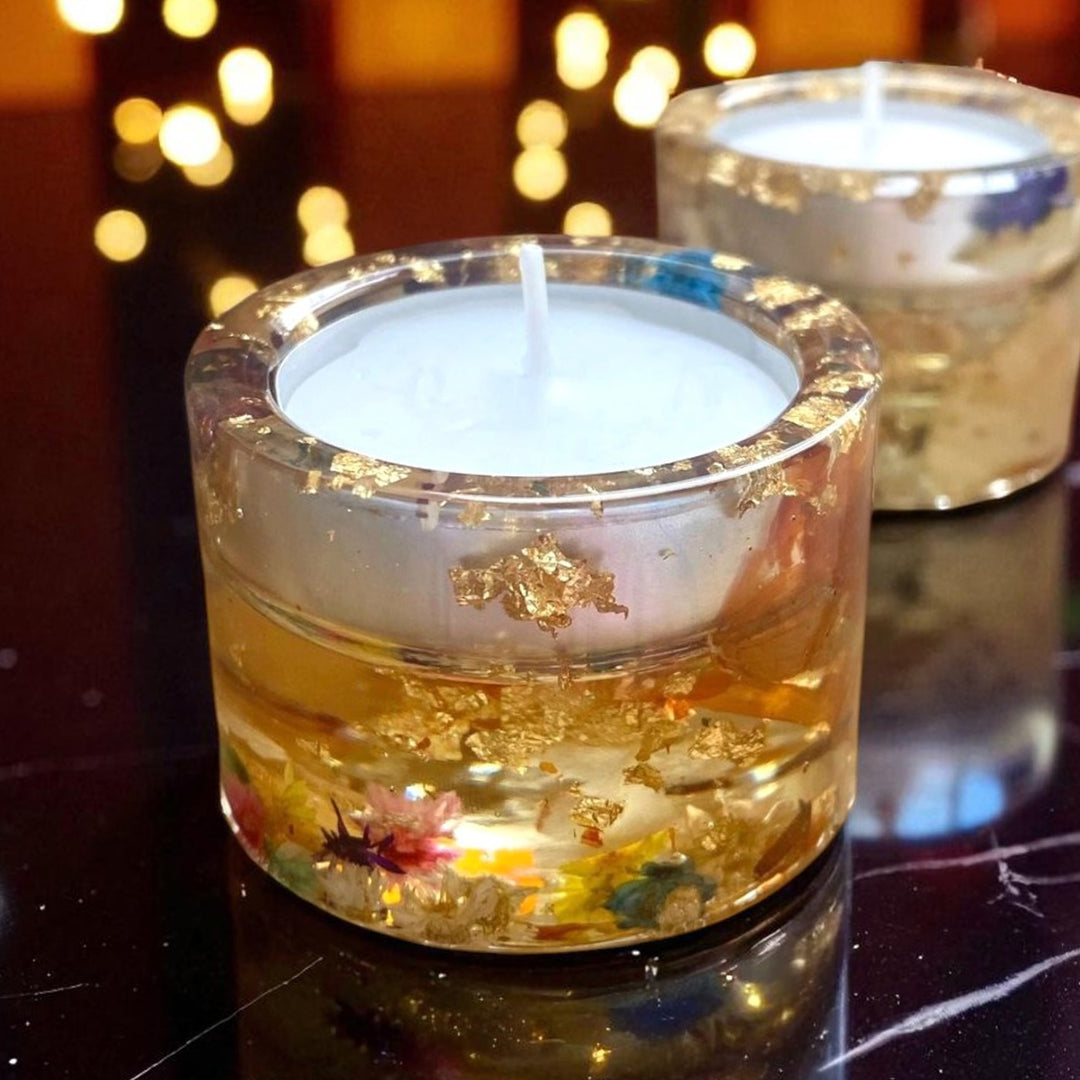 Handmade Cylindrical Resin Tealight Holder