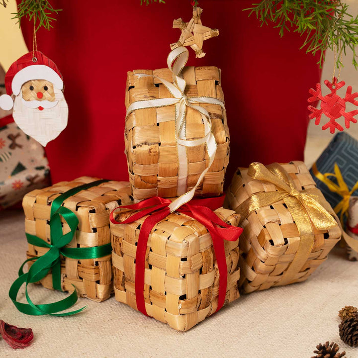 4 Pc | Handmade Banana Bark Gift Boxes