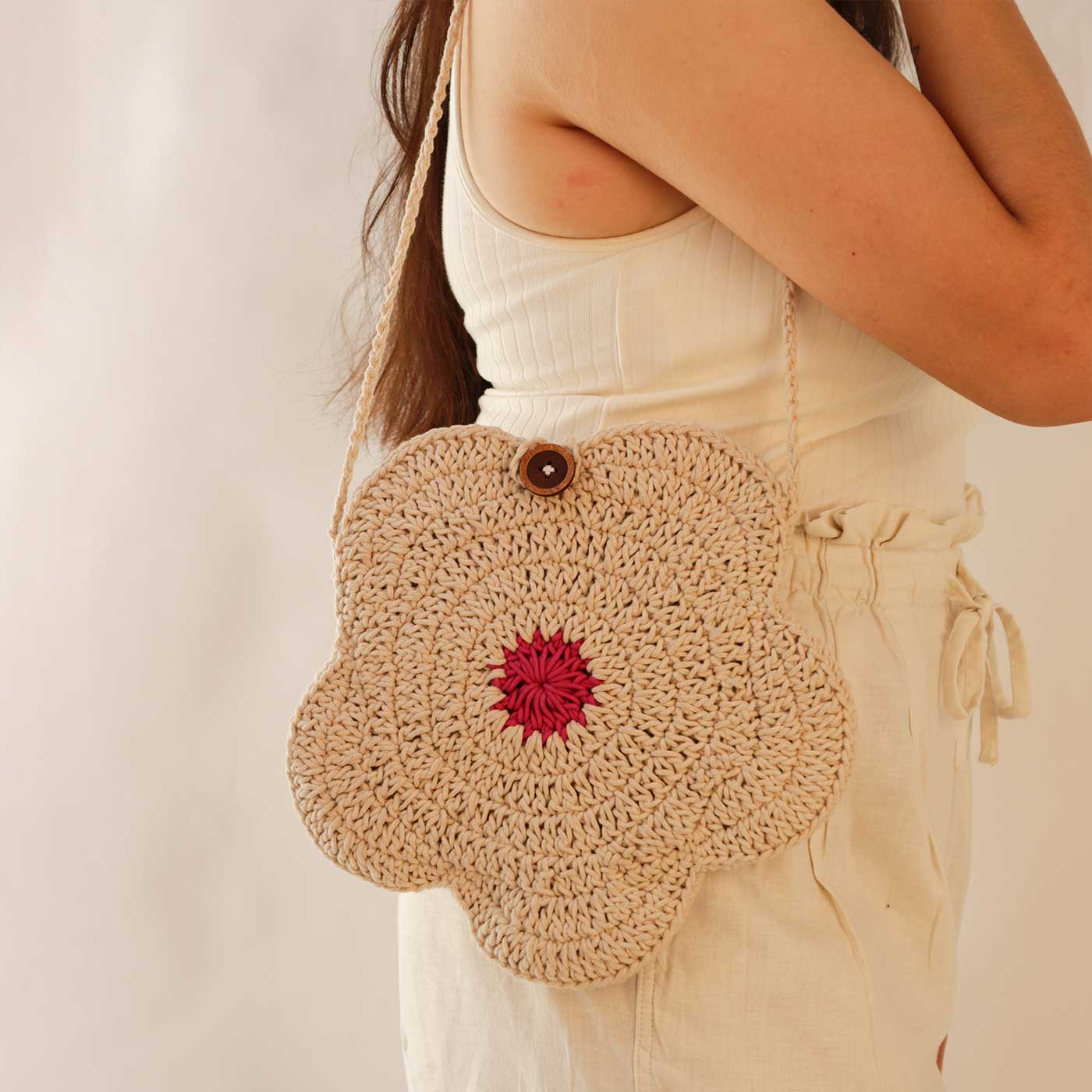 Buy Handmade Crochet Flower Sling Bag Online On Zwende