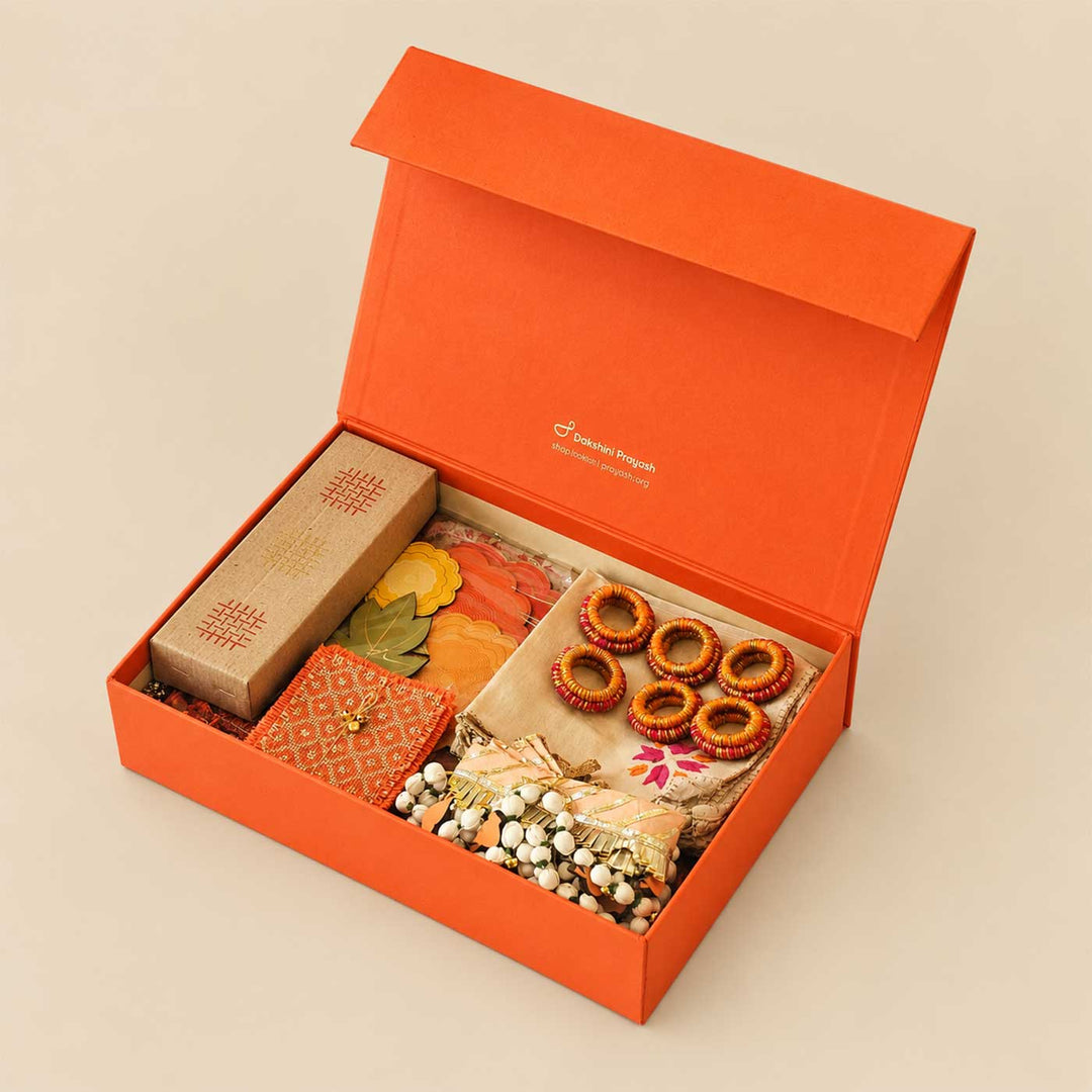 Orange Phulkari Diwali Table And Home Décor Large Gift Hamper For Festive Gifting