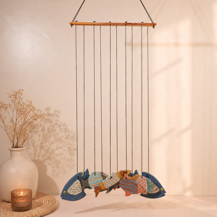 Handmade Nerikomi Ceramic Multicolour Fish Windchime