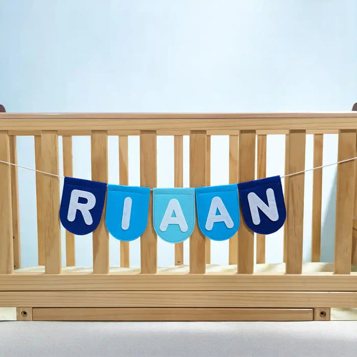 Personalized Handmade Blue Felt Bunting For Boys