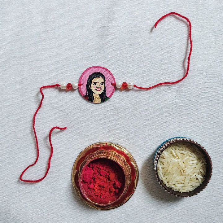Photo Personalized Hand-Painted Round Caricature Rakhi