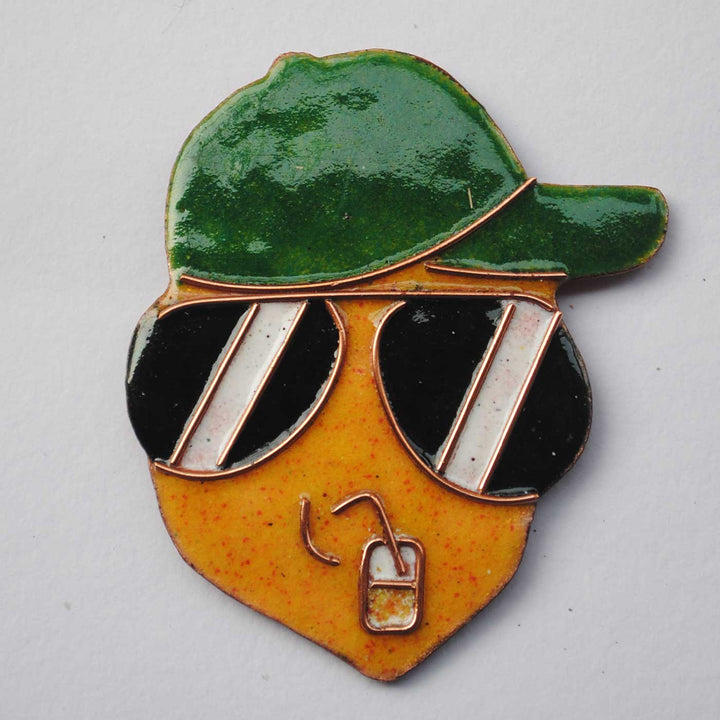 Handmade Cool Guy Copper Enamel Fridge Magnet