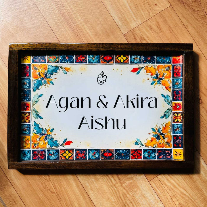 Multi Tile Vintage Personalized Resin Wooden Frame Name Plate